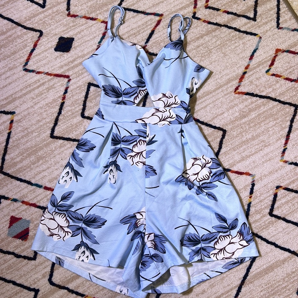 Blue Floral Romper